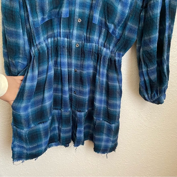 Free People By the Way Plaid Minidress XS oversized - Picture 8 of 13